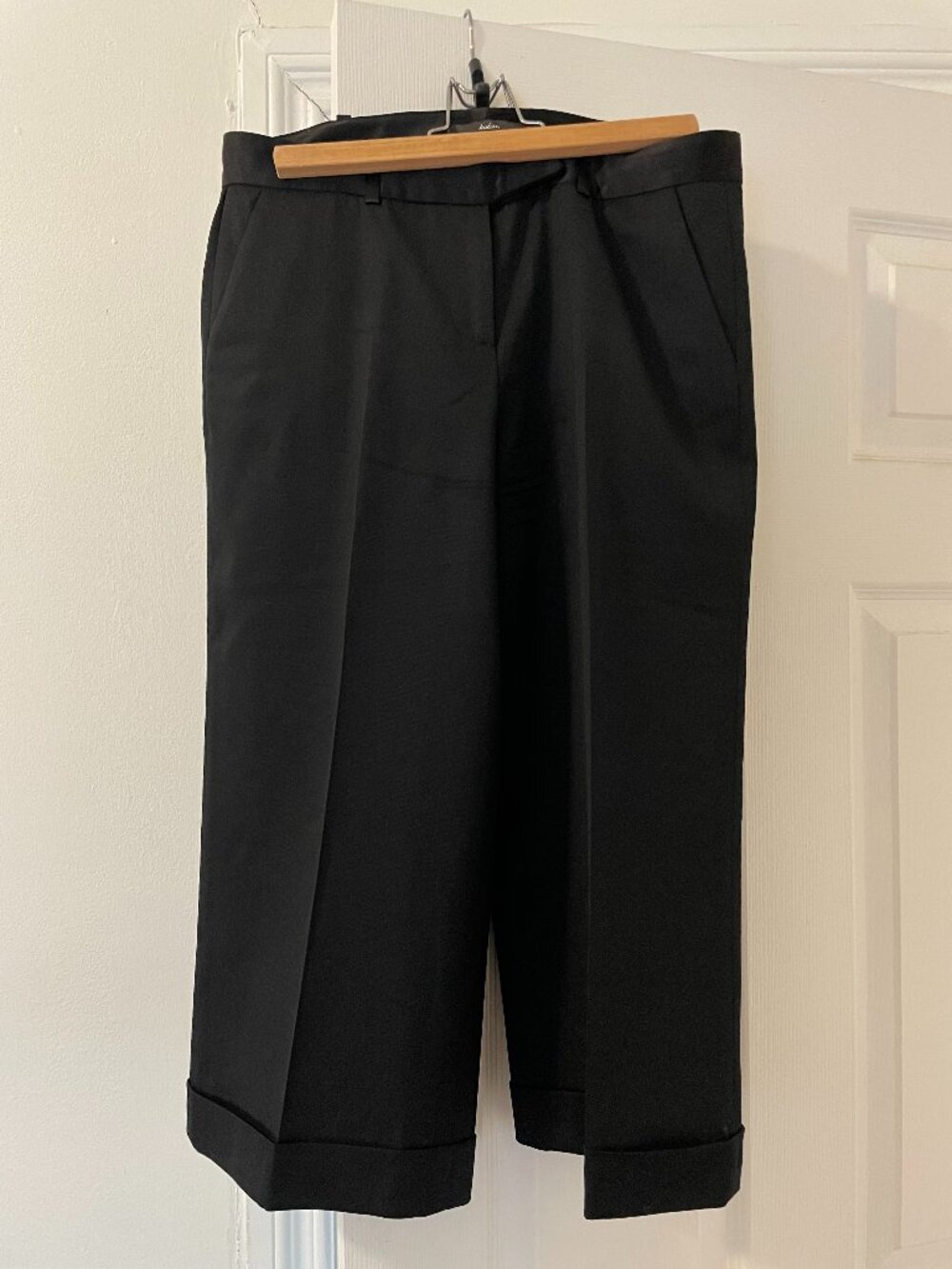 Kulson Italy Black Capri Dress Pants | Tailored Wide Leg | 42